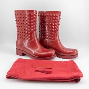 Valentino Red Studded Rain Boots